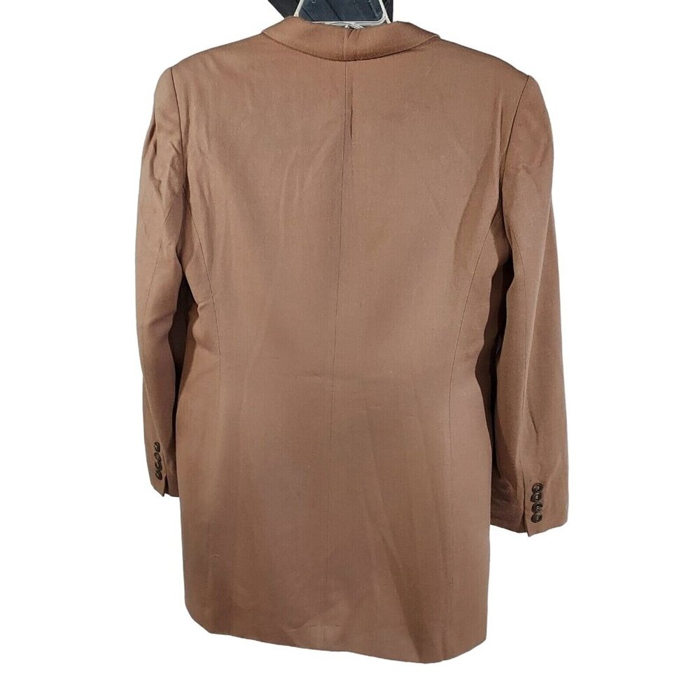 EVAN-PICONE 1980's 4 Button Carmel Long Length Blazer Shoulder Pads Made In USA - Picture 2 of 16